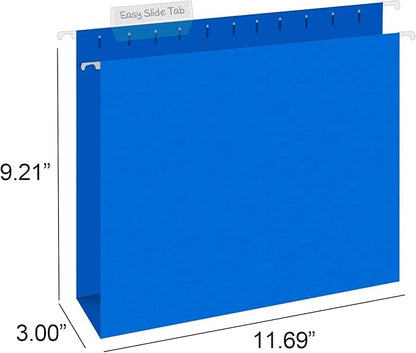 HERKKA Extra Capacity Hanging File Folders, 60 Pack Reinforced Letter Size Hanging Folders with Heavy Duty 3 Inch Expansion, Designed for Bulky Files, Medical Charts, Adjustable Tabs, Assorted Colors