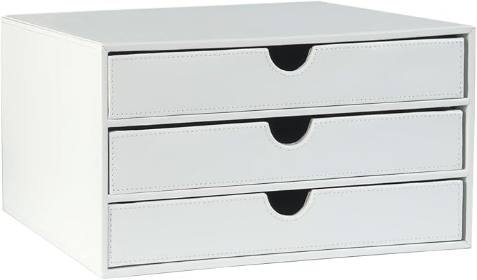 UnionBasic Document Organizer, 3-Drawer File Cabinet Document Storage Box, Office Desktop Filing Organizer, White