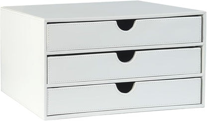 UnionBasic Document Organizer, 3-Drawer File Cabinet Document Storage Box, Office Desktop Filing Organizer, White