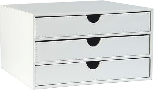 UnionBasic Document Organizer, 3-Drawer File Cabinet Document Storage Box, Office Desktop Filing Organizer, White