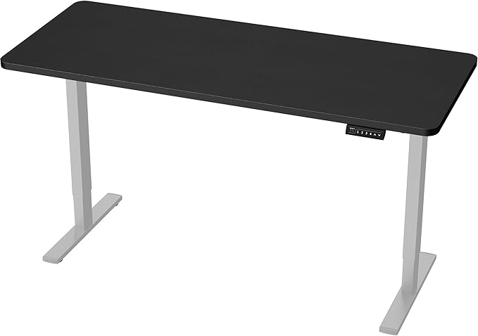VIVO Electric 60 x 24 in Standing Desk, Memory Height Adjustment, 1B Series, One-Piece Black Top, Gray Frame, DESK-KIT-1G6B
