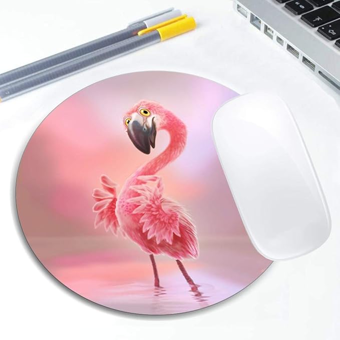 Yeah Flamingo Mouse Pad Round Non-Slip Rubber Mousepad Laptop Office Computer Decor Cute Desk Accessories Customized Design Mouse Pad