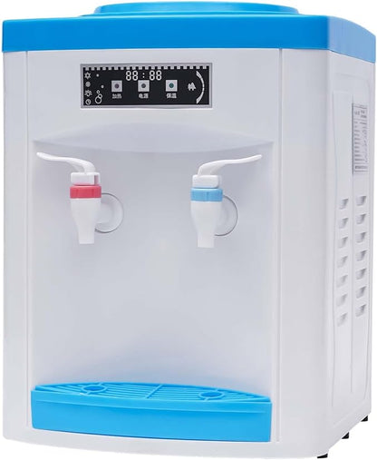 Top Loading Countertop Water Cooler Dispenser Hot and Cold Water Bedside Water Dispenser Desktop Electric Hot and Cold Dispenser for Home, Office, Dormitory Use (Blue-White)