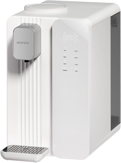 ICEPURE ICP-WFC004 Countertop Reverse Osmosis System, Instant Hot Water Dispenser, 3-Stage RO Water Filter, 3:1 Pure to Drain, Water Purifier for Home, 4 Temperature Options, No Installation Required