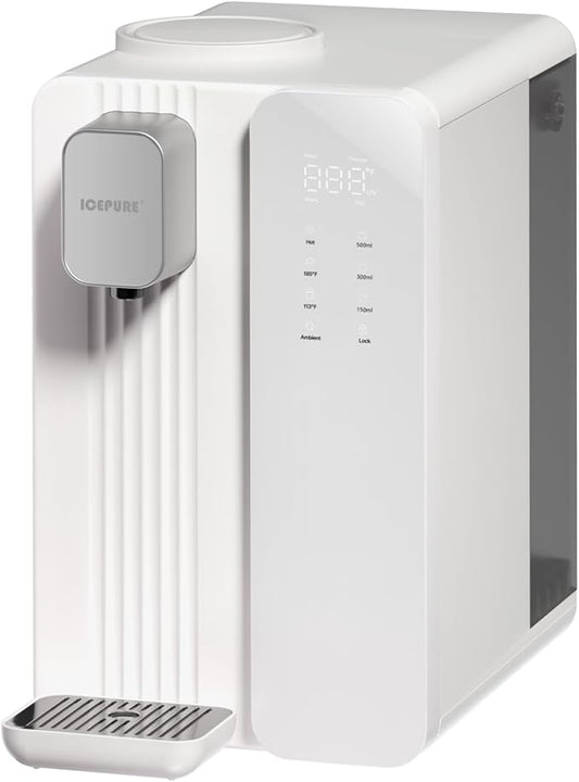 ICEPURE ICP-WFC004 Countertop Reverse Osmosis System, Instant Hot Water Dispenser, 3-Stage RO Water Filter, 3:1 Pure to Drain, Water Purifier for Home, 4 Temperature Options, No Installation Required
