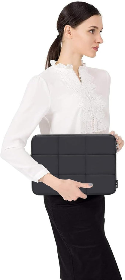 MOSISO 15-15.6 inch Laptop Case, 16 inch Puffy Laptop Sleeve Compatible with MacBook Pro 16 M4 M3 M2 M1, HP, Dell, ASUS, Lenovo Notebook, Rectangle Quilted Puffer Computer Bag for Women, Black