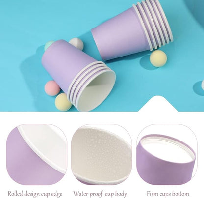 100 Pack 3 oz Paper Cups, Bathroom Cups Disposable,Moushwash Cup Small Snack Cup for Water, Juice, Candy Ideal for Party Bathroom and Office（Purple）