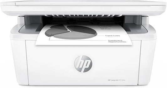 HP Laserjet MFP M140w Wireless Monochrome All-in-One Printer, Copier, Scanner, Phone, Tablet, for Home, Office Use, Easy Setup, Auto-On/Off Technology Compact White 7MD72F (Renewed)