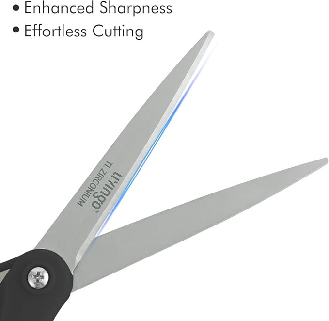 LIVINGO Scissors All Purpose, Student School Scissors, Sharp Titanium Coated Stainless Steel Shears for High Middle School Teacher Crafting, Office Home Sewing Cutting Fabric, 8 inch 3 Pack