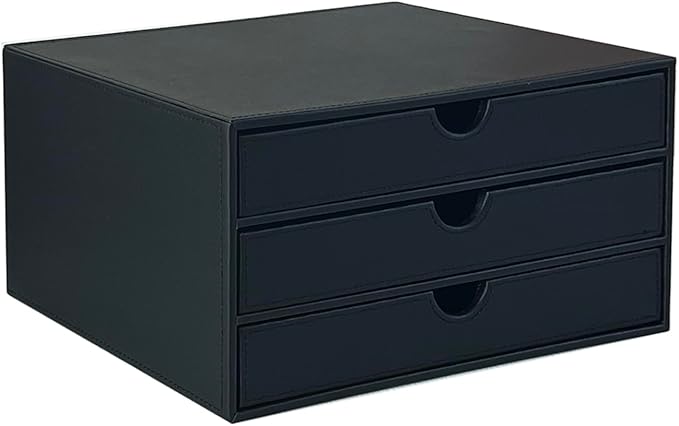 UnionBasic Document Organizer, 3-Drawer File Cabinet Document Storage Box, Office Desktop Filing Organizer, Black