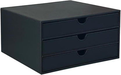 UnionBasic Document Organizer, 3-Drawer File Cabinet Document Storage Box, Office Desktop Filing Organizer, Black