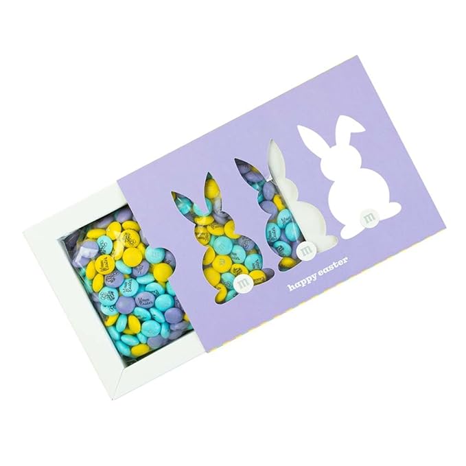 M&M'S WORLD Easter Milk Chocolate Candy Box, Festive Spring Themed Treats in Easter theme gift box, Perfect for Egg Hunts, Basket Fillers, Party Favors, and Seasonal Snacking