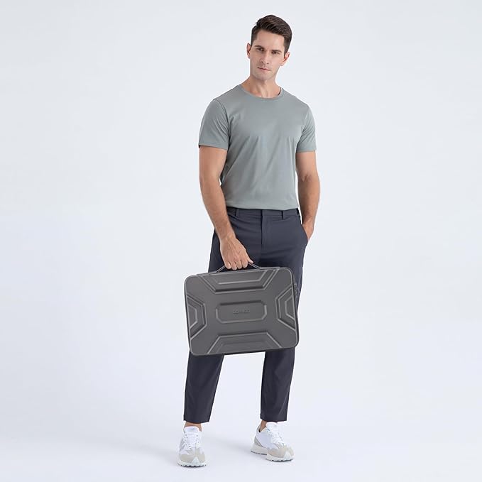 DOMISO 15.6 inch Laptop Sleeve Shoulder Bag Shockproof Computer Bag Waterproof EVA Protective Carrying Case for 16" MacBook Pro/Max M2 M1 2019-2023,15"-16" HP Dell Asus Laptop,Dell XPS 15,Dark Grey