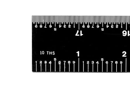 PEC Tools 18-Inch Rigid Stainless Steel Metal Ruler, High-Contrast Black Chrome Finish, 3R Graduation (1/32", 1/64", 1/10", 1/50"), Fully Hardened and Tempered, Made in USA