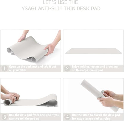 YSAGi Non-Slip Leather Desk Pad, Waterproof Laptop Computer Desk Keyboard Mat, Table Protector Blotter Mat, Large Mouse Pad for Office/Work/Home/Decor(Apricot Gray, 23.6" x 13.7")