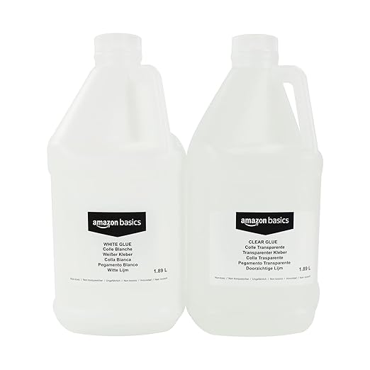 Amazon Basics 1/2 Gallon Clear & White Glue Combo for Slime, Transparent/White, 64 fl oz