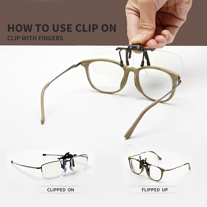 Multifocal Reading Glasses Clip On and Flip Up Blue Light Blocking Progressive Multifocal Reader for Unisex