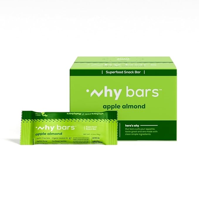 Protein Bars, Apple Almond, 2.04 Ounce Bars (Pack of 12 Protein Bars) - Protein Bar Superfood, Gluten Free, Non GMO, Organic, Vegan, Simple Ingredients