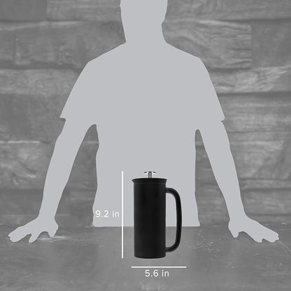 ESPRO P7 French Press Stainless Steel 304 – Patented Double Walled Micro-Filter Insulated French Press Coffee Maker, Grit-Free Brew - Heat Resistant BPA Free - Matte Black (18oz)