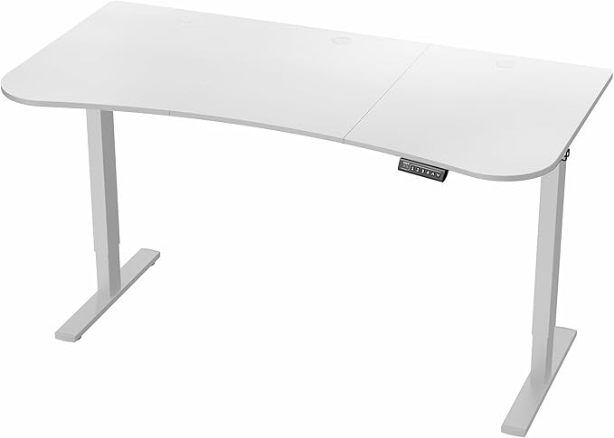 VIVO Electric 63 x 32 in Standing Desk, Memory Height Adjustment, 1B Series, White Top Gray Frame, DESK-KIT-1G1W
