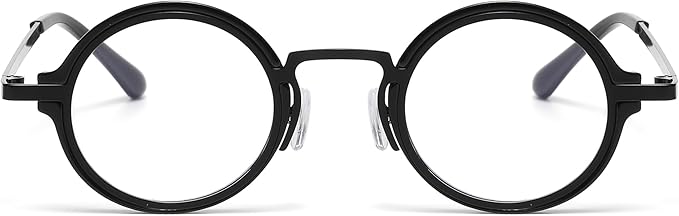 Onrtry Fashion Small Round Blue Light Blocking Glasses for Women Men Metal Frame Eyewear Glasses