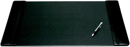 Dacasso Black Leather 25.5" x 17.25" Side Rails Desk Pad