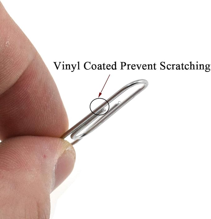 HAHIYO Paper Clips 1.3" (33mm) Length Silver Paperclips Vinyl Coated Prevent Scratching Tearing The Pages Sturdy for Bookmark Organize Home Office School 120 Pack