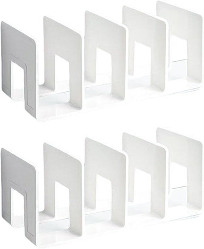 2PCS Acrylic File Organizer for Desk, Desktop Document/Mail Organizer, 4 Compartments Plastics Invisible Bookshelf Floating (12.5" x 5.7" x 5", White)