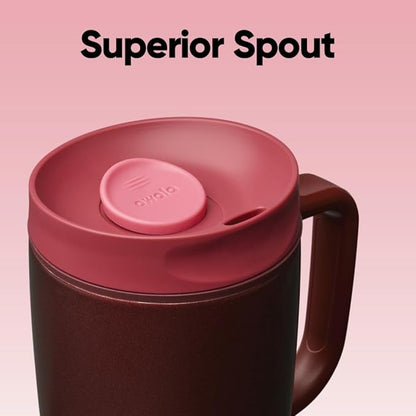 Owala SmoothSip Slider Stainless Steel Insulated Travel Mug with handle, 100% Leak Proof, For Hot and Cold Drinks, Travel Friendly with Sliding Lock Lid, 12oz, BPA Free, Leak Proof, Black Cherry