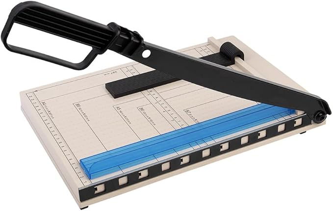 Paper Cutter A4 Cut Length, Easy to Use Lightweight Guillotine Style and Trimmer with 8 Sheet Capacity, Paper Cutter Slider Labels Photo Cardstock Crafts for Home or Small Business