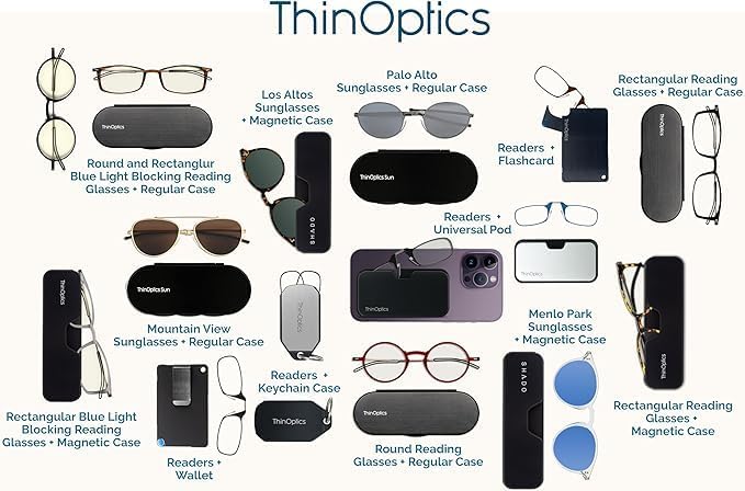 ThinOptics Keychain Case and Readers Rectangular Reading Glasses