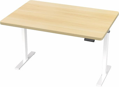 VIVO Electric 48 x 30 in Standing Desk, Memory Height Adjustment, 1B Series, One-Piece Light Wood Top, White Frame, DESK-KIT-1W5C