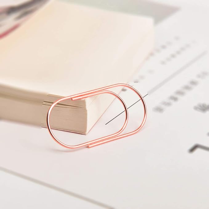 Rose Gold Jombo Paper Clips, Topgogo 20pcs 50mm 2 inch Large Wide Paper Clips Non-Skid Smooth Finish Steel Wire Medium Office Supply Accessories