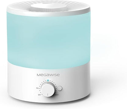 MEGAWISE 1.5L Cool Mist Humidifier for Bedroom, Home, Office, and Plants, Essential Oil Diffuser with Adjustable Mist Output, 25dB Quiet Ultrasonic, Up to 10 Hours, Easy to Clean