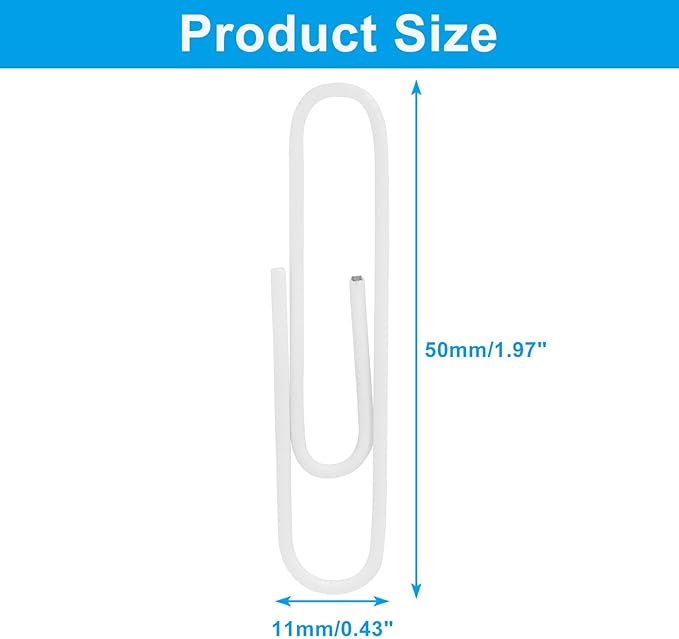 100Pcs 2 Inch Large Paper Clips, White Coated Jumbo Reusable Big Paperclips for Office School Home Document Organizing