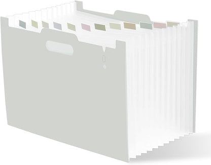 Y YOMA 2 Pack Accordion File Organizer with Handle 12 Pockets Expanding File Folder with Removable Tabs for A4 Letter Size Paper Portable Plastic Filing Organizer Document Bill Receipt Holder, Grey