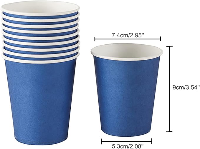 Disposable Paper Cups, 60pcs Blue Paper Cups For DIY Wedding Party Picnic BBQ Travel and Event 8OZ (Navy blue)