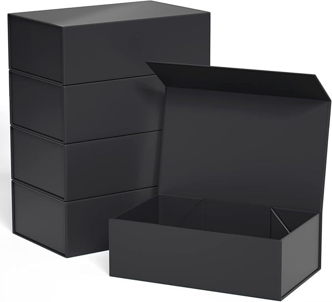 Gift Boxe 12" x 6" x 4" with Magnetic Closure Lid Gift Boxes for Presents,Bridesmaid Gifts Box,Cute Box,Birthday Gift box,Luxury for Gift Packaging, Magnetic Gift Box for Wrapping Gifts (Black/5PCS)