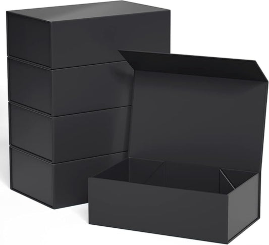 Gift Boxe 12" x 6" x 4" with Magnetic Closure Lid Gift Boxes for Presents,Bridesmaid Gifts Box,Cute Box,Birthday Gift box,Luxury for Gift Packaging, Magnetic Gift Box for Wrapping Gifts (Black/5PCS)