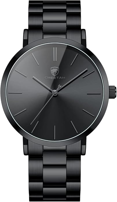 GOLDEN HOUR Men's Watches Slim Minimalist Runway Plated Stainless Steel Quartz Analog Watch
