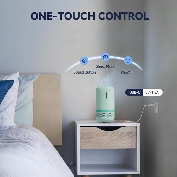 Air Purifiers for Home,HEPA Small Air Purifier for Room up to 960ft²,Air Purifiers for Home Pets,Odor,Dust,Quiet Air Cleaner for Office,Living Room,Bedroom,Green 2 Pack