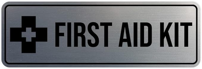 Standard First Aid Kit Sign (Brushed Silver) - Medium