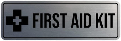Standard First Aid Kit Sign (Brushed Silver) - Medium