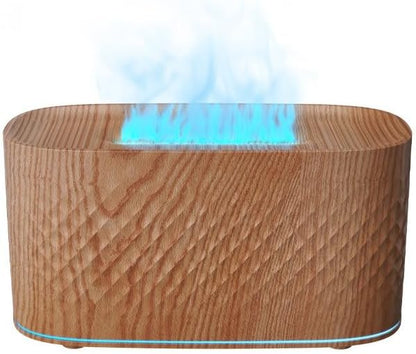 Flame Diffuser Humidifier for Essential Oils - Fire Ultrasonic Aroma Diffusers, USB Personal Desktop Quiet Cool Mist Small Humidifier with Auto-Off for Home Office Bedroom(Wood)