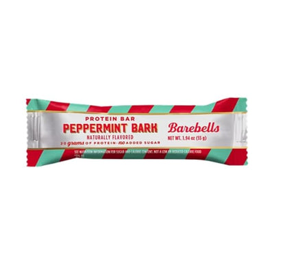 Barebells Protein Bars Peppermint Bark - 12 Count, 20g Protein, Creamy Vanilla Nougat with 1g Sugar, White Chocolate Coated Snack for Breakfast or Post-Workout