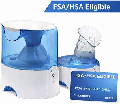 Crane Steam Inhaler & Warm Mist Humidifier, 0.5 Gallon, Humidifier FSA Eligible, Blue & White, Ideal Humidifiers for Bedroom, Sinus Inhaler, Vaporizer HSA, Vaporizer For Congestion