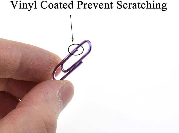 HAHIYO Paper Clips 1.1" (28mm) Length Purple Paperclips Bright Colors Vinyl Coated Prevent Scratching Tearing The Pages Sturdy for Bookmark Organize Home Office School 150 Pack