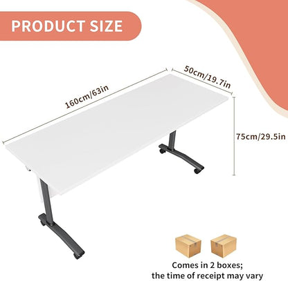 Folding Conference Room Table,Flip Top Mobile Training Table,Mobile Training Tables with Wheels for Office Conference tables Training Rooms Foldable Meeting Tables (4pack 63 x 19.7 x 29.5inch)