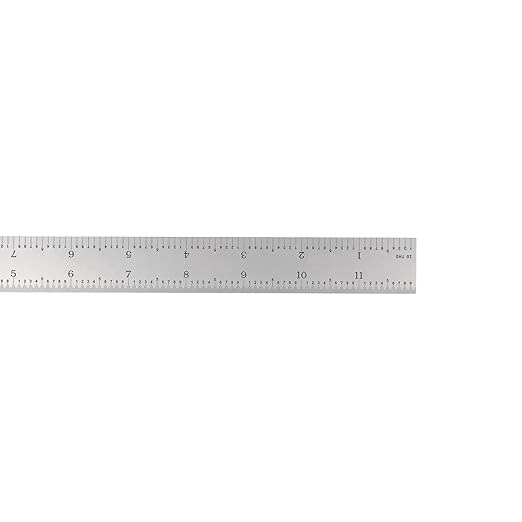 PEC Tools 12-Inch Rigid Metal Ruler, High-Quality Carbon Steel with Satin Chrome Finish, 3R Graduation (1/32", 1/64", 1/10", 1/50"), Fully Hardened and Tempered, Made in USA