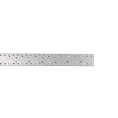 PEC Tools 12-Inch Rigid Metal Ruler, High-Quality Carbon Steel with Satin Chrome Finish, 3R Graduation (1/32", 1/64", 1/10", 1/50"), Fully Hardened and Tempered, Made in USA